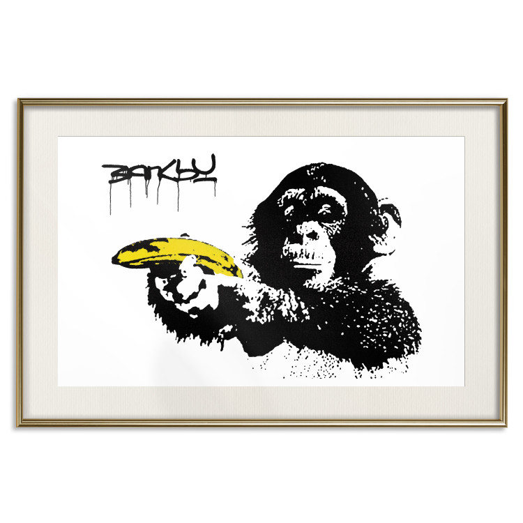 Poster Banksy: Monkey with Banana - black animal with a yellow fruit on a white background 132486 additionalImage 19