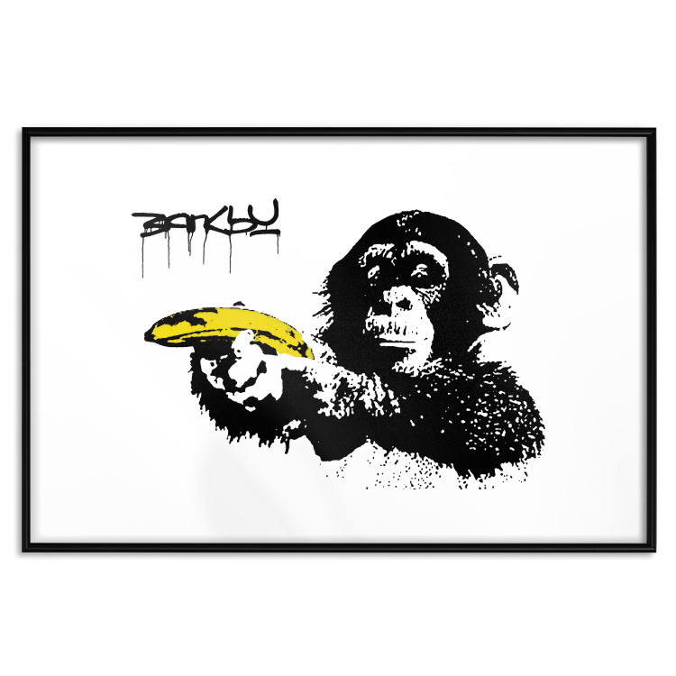 Poster Banksy: Monkey with Banana - black animal with a yellow fruit on a white background 132486 additionalImage 15