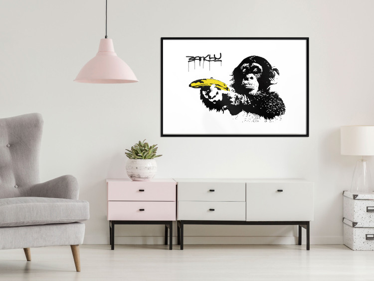 Poster Banksy: Monkey with Banana - black animal with a yellow fruit on a white background 132486 additionalImage 4