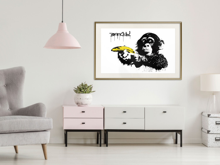 Poster Banksy: Monkey with Banana - black animal with a yellow fruit on a white background 132486 additionalImage 21