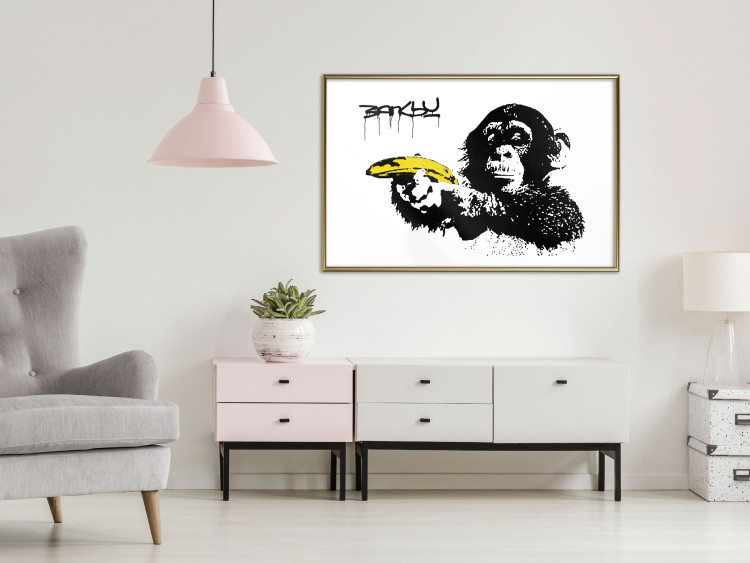 Poster Banksy: Monkey with Banana - black animal with a yellow fruit on a white background 132486 additionalImage 7