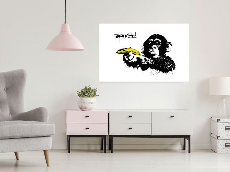 Poster Banksy: Monkey with Banana - black animal with a yellow fruit on a white background 132486 additionalImage 4