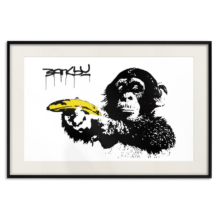 Poster Banksy: Monkey with Banana - black animal with a yellow fruit on a white background 132486 additionalImage 18