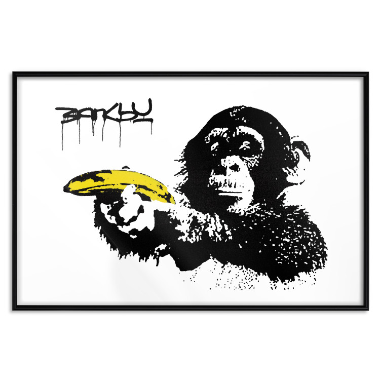 Poster Banksy: Monkey with Banana - black animal with a yellow fruit on a white background 132486 additionalImage 18