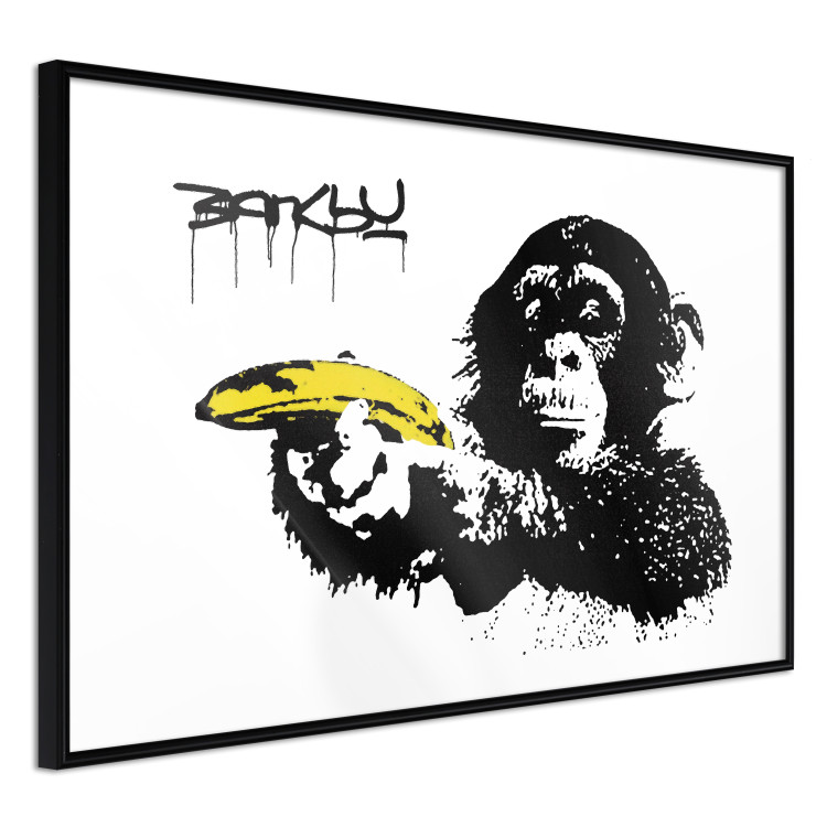 Poster Banksy: Monkey with Banana - black animal with a yellow fruit on a white background 132486 additionalImage 12