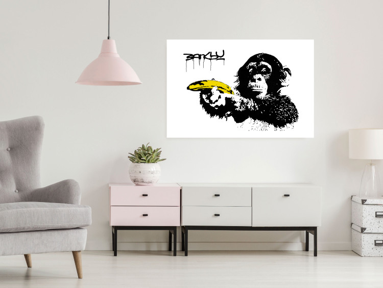 Poster Banksy: Monkey with Banana - black animal with a yellow fruit on a white background 132486 additionalImage 17