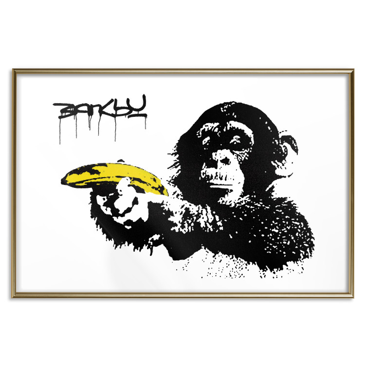 Poster Banksy: Monkey with Banana - black animal with a yellow fruit on a white background 132486 additionalImage 20
