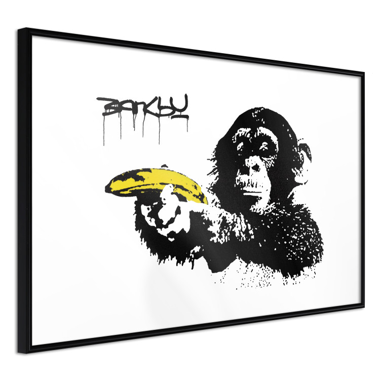 Poster Banksy: Monkey with Banana - black animal with a yellow fruit on a white background 132486 additionalImage 11