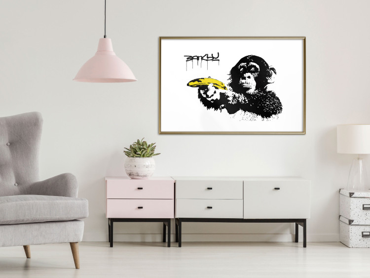 Poster Banksy: Monkey with Banana - black animal with a yellow fruit on a white background 132486 additionalImage 13