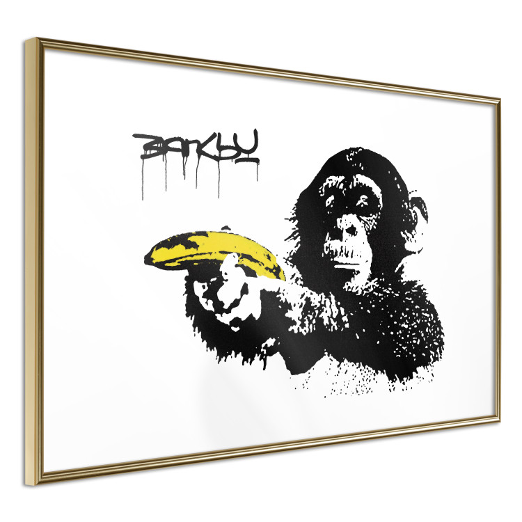 Poster Banksy: Monkey with Banana - black animal with a yellow fruit on a white background 132486 additionalImage 8