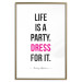 Wall Poster Life Is a Party - black and pink English quotes on a white background 134186 additionalThumb 15