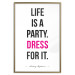 Wall Poster Life Is a Party - black and pink English quotes on a white background 134186 additionalThumb 17