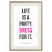 Wall Poster Life Is a Party - black and pink English quotes on a white background 134186 additionalThumb 20