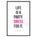 Wall Poster Life Is a Party - black and pink English quotes on a white background 134186 additionalThumb 16