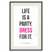Wall Poster Life Is a Party - black and pink English quotes on a white background 134186 additionalThumb 19