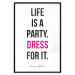 Wall Poster Life Is a Party - black and pink English quotes on a white background 134186 additionalThumb 16