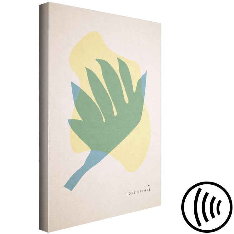 Canvas Print Love Nature - Pastel Abstraction in the Scandinavian style with a leaf on the shape of a rising bird and an inscription in English 134986 additionalImage 6