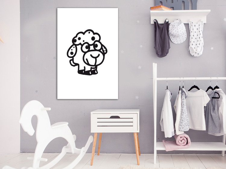 Canvas Sheep - drawing image of a smiling animal on a white background 135186 additionalImage 3