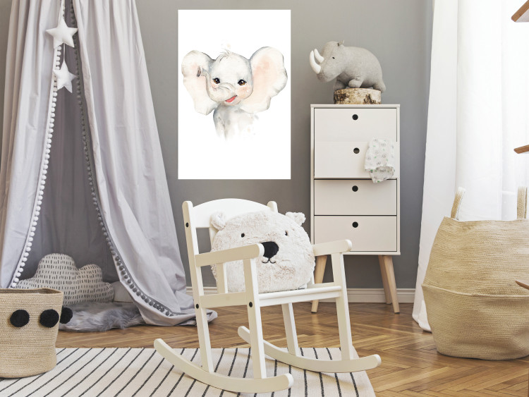 Wall Poster Happy Elephant - a cute composition for children with a wild animal 136386 additionalImage 17