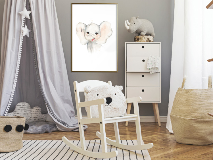 Wall Poster Happy Elephant - a cute composition for children with a wild animal 136386 additionalImage 19