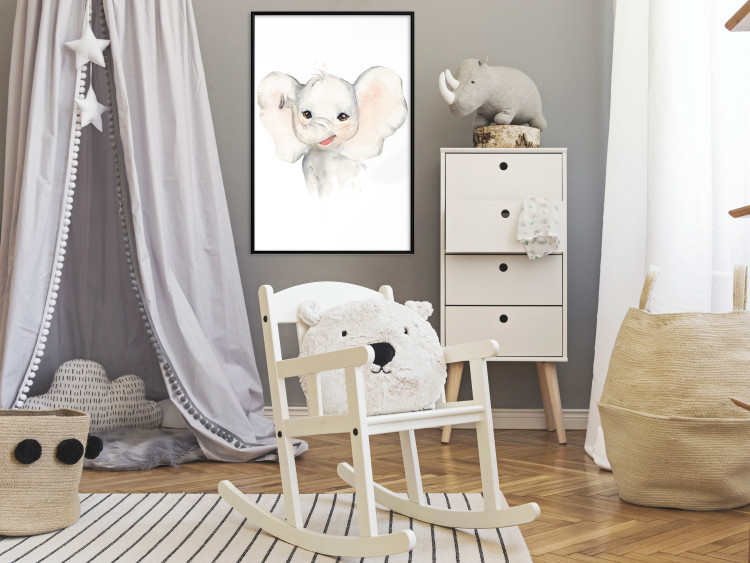 Wall Poster Happy Elephant - a cute composition for children with a wild animal 136386 additionalImage 15