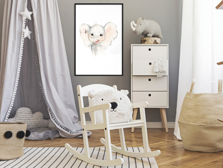 Wall Poster Happy Elephant - a cute composition for children with a wild animal 136386 additionalImage 20
