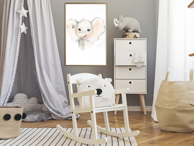 Wall Poster Happy Elephant - a cute composition for children with a wild animal 136386 additionalImage 16