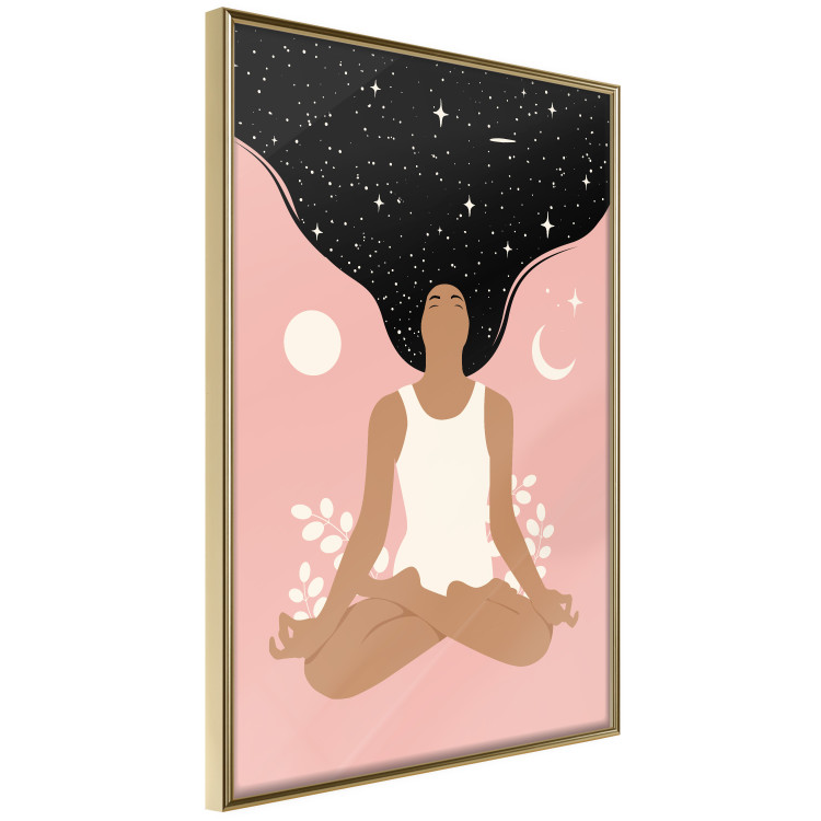 Wall Poster Morning Yoga - meditating woman drifting into thoughts in a dark cosmos 138886 additionalImage 15