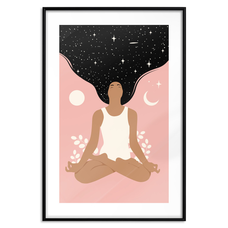Wall Poster Morning Yoga - meditating woman drifting into thoughts in a dark cosmos 138886 additionalImage 6