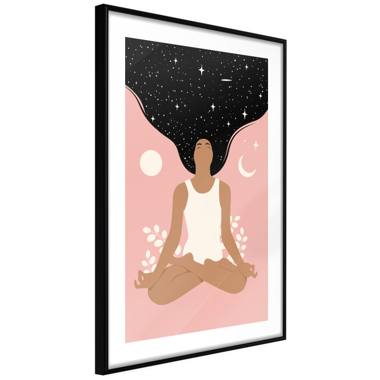 Wall Poster Morning Yoga - meditating woman drifting into thoughts in a dark cosmos 138886 additionalImage 10