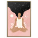 Wall Poster Morning Yoga - meditating woman drifting into thoughts in a dark cosmos 138886 additionalThumb 4