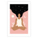 Wall Poster Morning Yoga - meditating woman drifting into thoughts in a dark cosmos 138886 additionalThumb 5