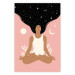 Wall Poster Morning Yoga - meditating woman drifting into thoughts in a dark cosmos 138886