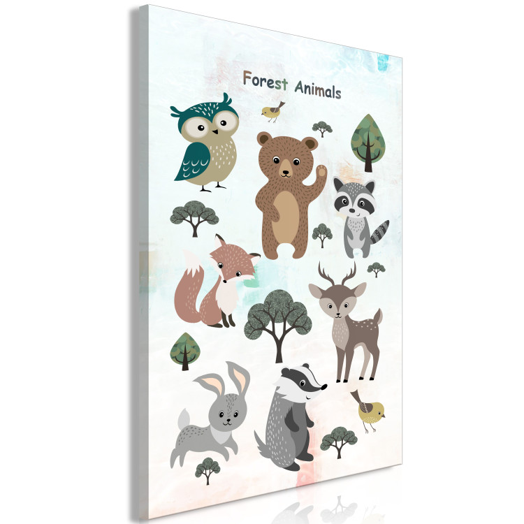 Canvas Print Forest Animals (1-piece) Vertical - cheerful composition for children 143486 additionalImage 2