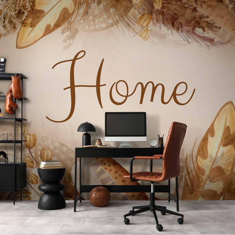 Wall Mural Home - lettering among dried flowers and feathers in warm boho tones 144686 additionalImage 4