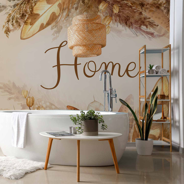 Wall Mural Home - lettering among dried flowers and feathers in warm boho tones 144686 additionalImage 8