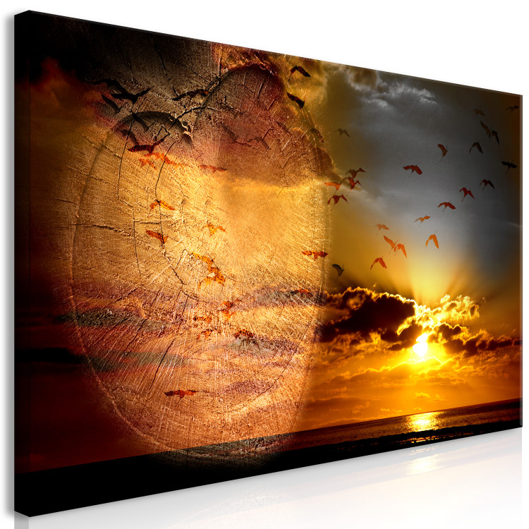 Canvas Sunset Amidst Clouds (1-piece) - birds against a red sky background 145086 additionalImage 2