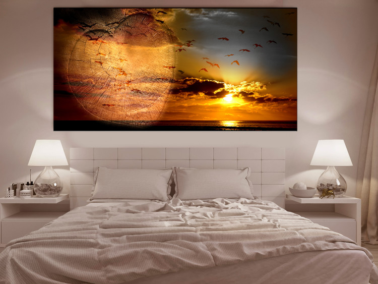 Canvas Sunset Amidst Clouds (1-piece) - birds against a red sky background 145086 additionalImage 3