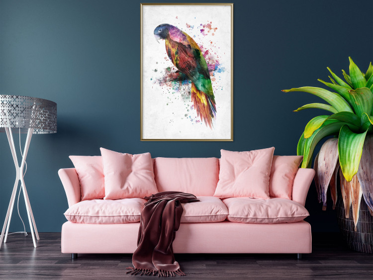 Wall Poster Rainbow Parrot - Colorful Bird on a Branch Painted With Watercolors 145186 additionalImage 14