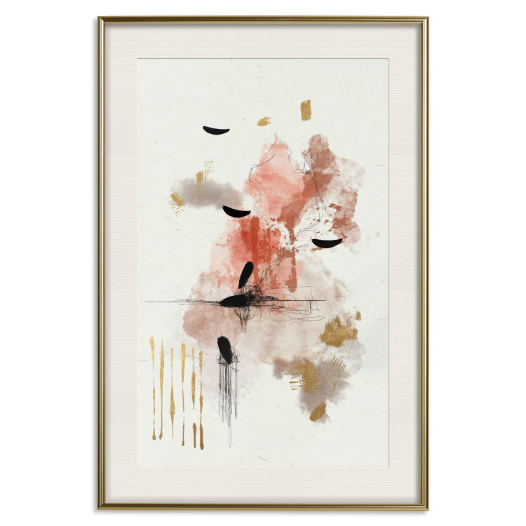 Poster Abstraction in Warm Tones - Watercolor, Traces of Color and Traces of Gold 146186 additionalImage 25