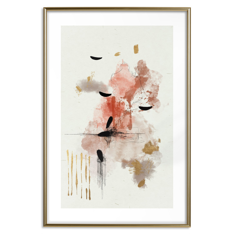 Poster Abstraction in Warm Tones - Watercolor, Traces of Color and Traces of Gold 146186 additionalImage 24