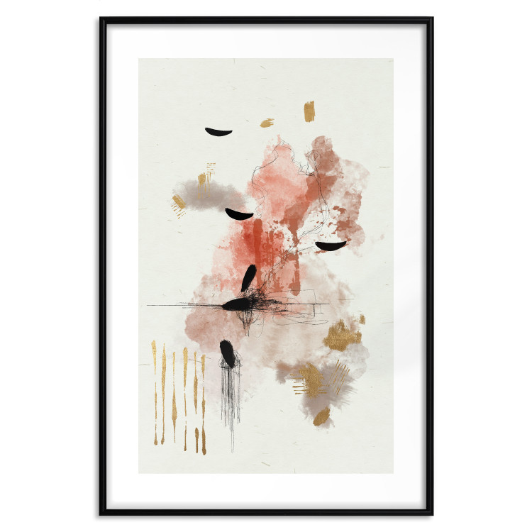 Poster Abstraction in Warm Tones - Watercolor, Traces of Color and Traces of Gold 146186 additionalImage 22