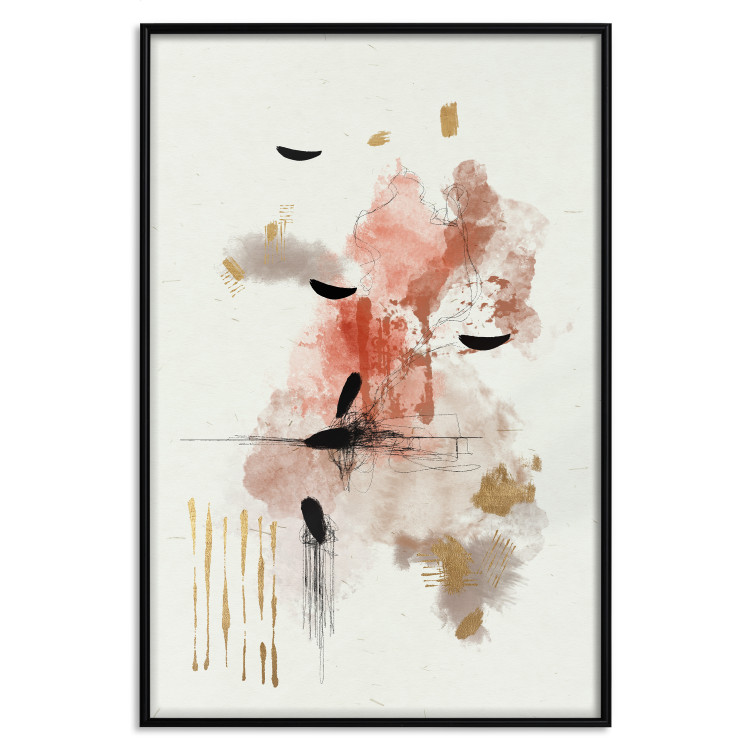 Poster Abstraction in Warm Tones - Watercolor, Traces of Color and Traces of Gold 146186 additionalImage 17