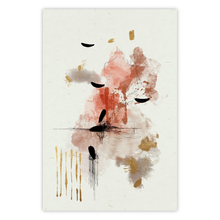 Poster Abstraction in Warm Tones - Watercolor, Traces of Color and Traces of Gold 146186