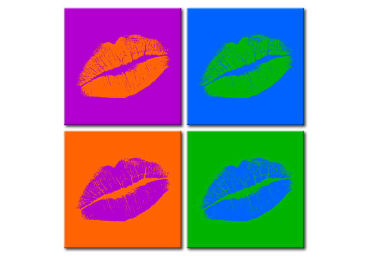 Canvas Kisses: Pop Art (4-piece) - colorful lips in street art style 149686