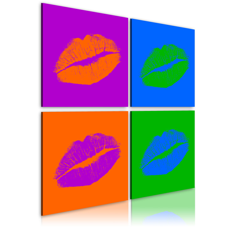 Canvas Kisses: Pop Art (4-piece) - colorful lips in street art style 149686 additionalImage 2