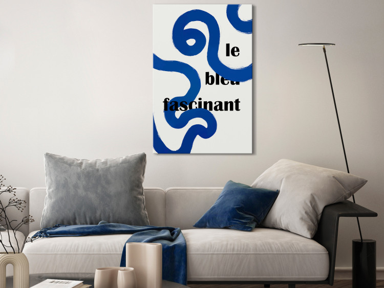 Canvas Fascinating Blue - Abstract Blue Lines Intertwined With the Inscription 149886 additionalImage 3