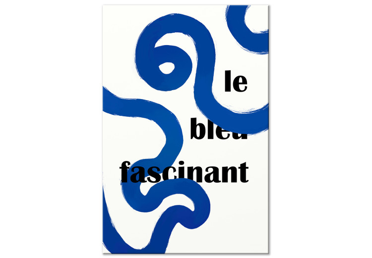 Canvas Fascinating Blue - Abstract Blue Lines Intertwined With the Inscription 149886