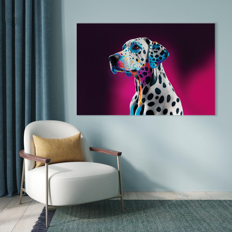 Canvas Art Print AI Dalmatian Dog - Spotted Animal in a Pink Room - Horizontal 150186 additionalImage 11
