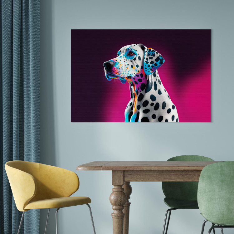 Canvas Art Print AI Dalmatian Dog - Spotted Animal in a Pink Room - Horizontal 150186 additionalImage 9